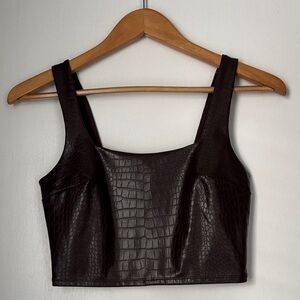 NWT Express Crocodile Pattern Brown Crop Top